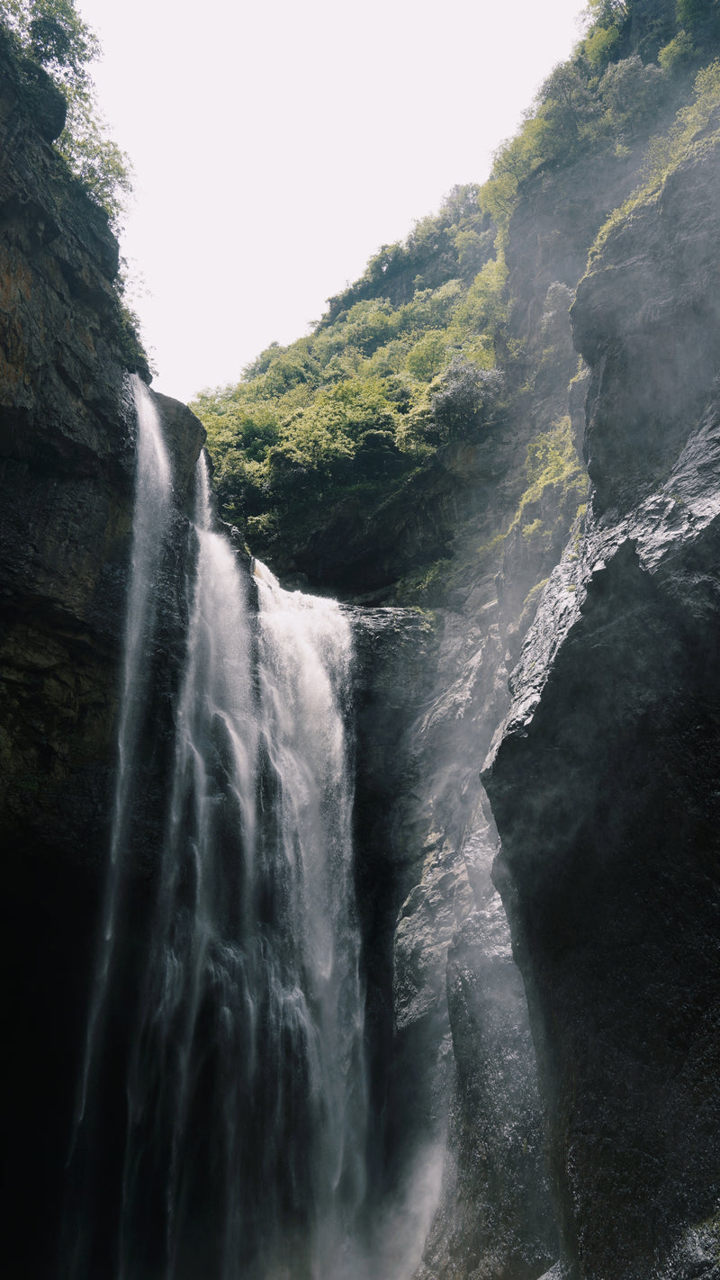 Wild Waterfall in the Remote Mountains