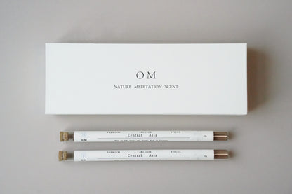 OM Central Asia incense 50-stick set with white gift box and minimal incense tubes – Asian spice and floral blend